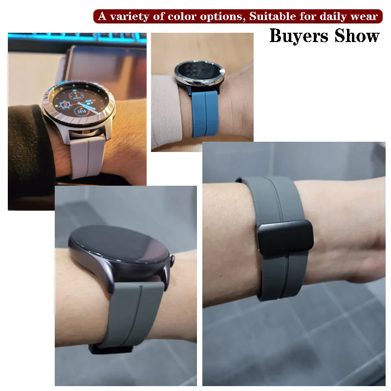 22mm Magnetic Buckle Band For Samsung Gear S3 Frontier Classic Watchband Wristband Galaxy Watch 46mm/3 45mm Silicone Strap