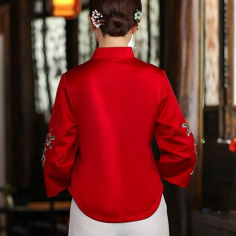 Chinese Dress Tang Suit Cheongsams Vintage Ethnic Traditional Female Embroidery Top