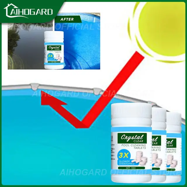 100 Tabletta/Palack Medence Tisztító Tabletta Multifunkcionális Pezsgőfürdő -Víztisztító Fertőtlenítőszer