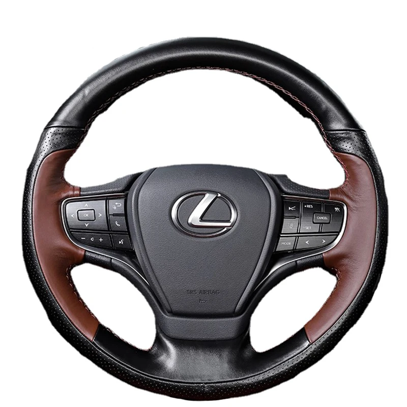

Customized Hand Sewing Braid Car Steering Wheel Cover for Lexus NX RX ES GX IS LX LX600 Genuine Leather Car Accessories 38cm