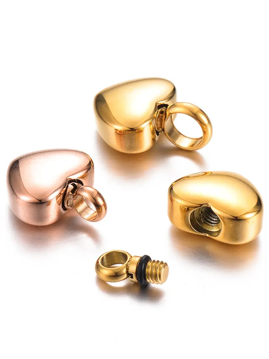4 Farben Edelstahl leer Mini Herz Charms Einäscherung Urne Halskette/Armband Denkmal Schmuck herstellung – Detail 2