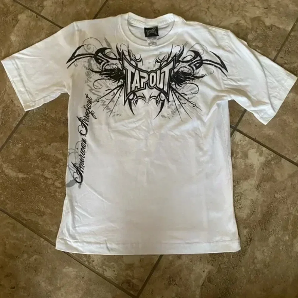 TAPOUT New Y2K Red  Printing T-shirt Men Hip Hop Round Neck Oversized Short Sleeve Casual Gothic Tee Clothing Kids Tshirt Tops 4
