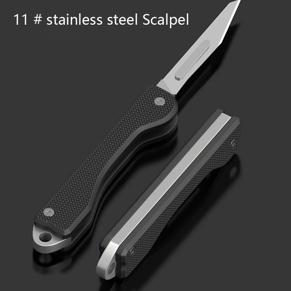 Mini Coltello Pieghevole In Materiale G10 Coltello Edc Staccabile Portatile Portachiavi Appeso Coltello Tascabile Bisturi Chirurgico 10 Lame Gratis