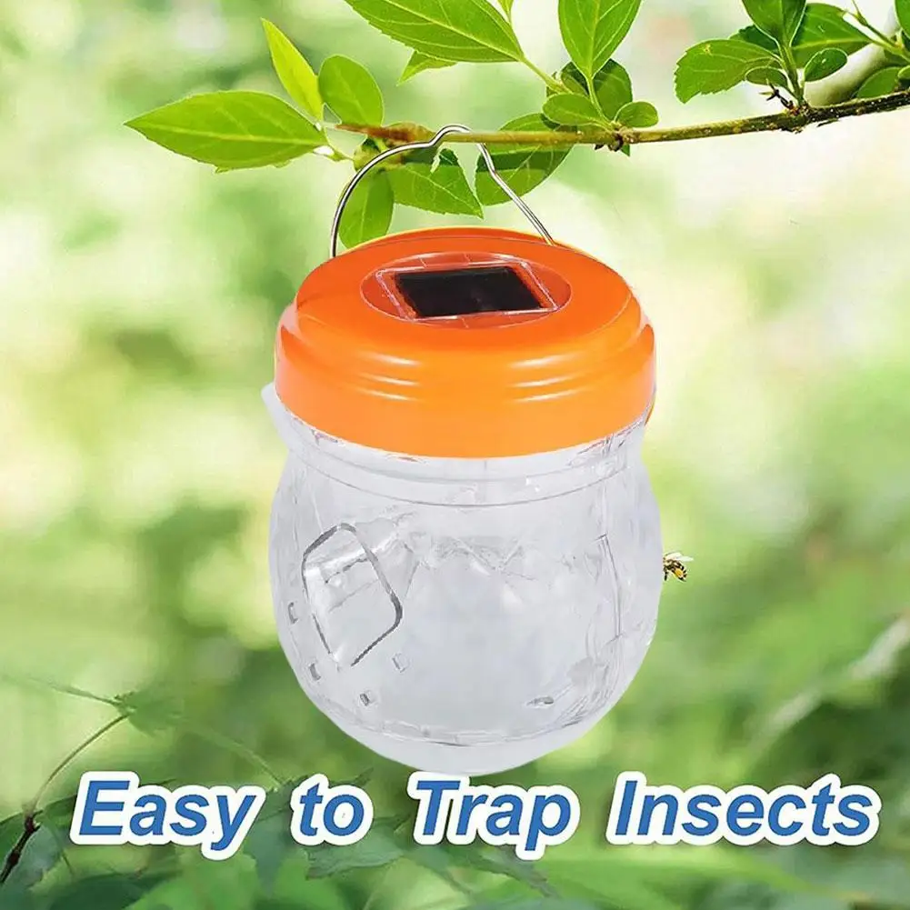 Solar Wasp Trap Bee Trap Carpenter Bee Solar Panel Traps for Outdoors Hanging with Fruit Fly Traps Beekeeper Professional Tool