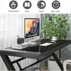 Computer Desk Home Office Desks, 55.1 Inch Modern Simple Office Black Glass Desk Computer Table Study Gaming Writing Desk, Fash 6