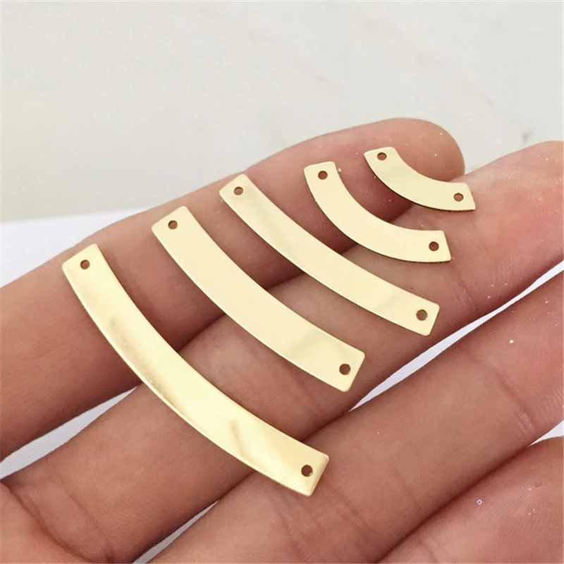 14K Gold Filled Curved Bar with Hole Gold Charm Handmade DIY Pendant Jewelry Accessories for Bracelet Necklace Jewelry Findings