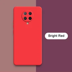Square Liquid Silicone Shockproof Protective Cases - Soft and Durable for Redmi K30S (Bright Red)