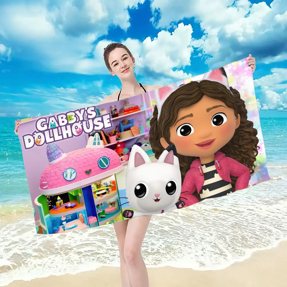 Gabbys Dollhouse pattern beach towel, quick drying and absorbent, The fabric is made of cotton and does not fade
