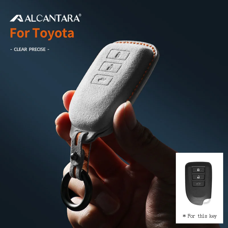 

Alcantara Car Key Case Cover Holder Key Shell Buckle For Toyota Yaris Yarisl X Hiace Vios Verso Camry Corolla HiAce Keychain