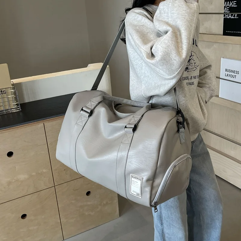 Gym Bag Women'S PU Leather Travel Totes Duffle Sports Fitness