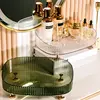 Bathroom Vanity Tray Large Capacity Perfume Organizer for Dresser Clear Desktop Storage Box for Lotion Bottle Cosmetics Skincare 6