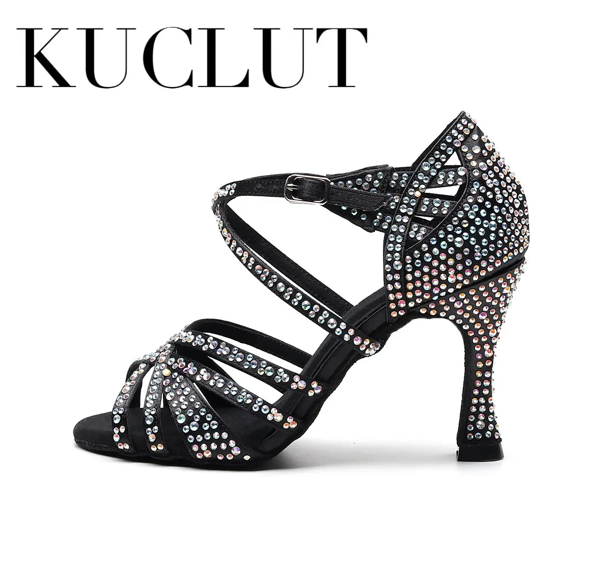 

Women's Latin Dance Shoes women Black Brown Salsa ballroom Dancing Shoes girl Soft Sole Latin Dance Shoes and Diamond Sandals