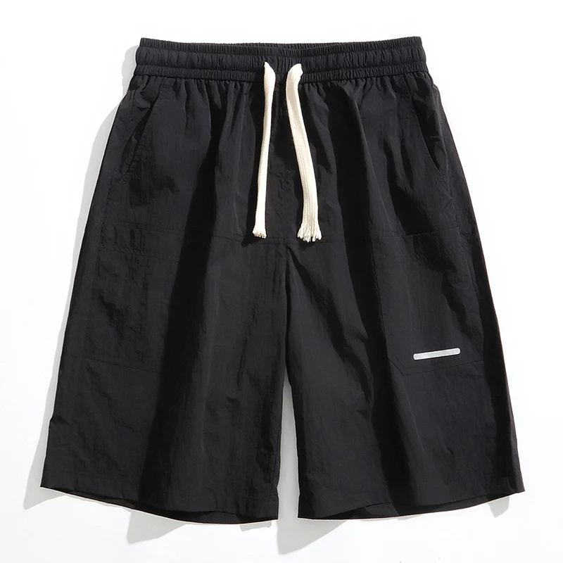 Male Summer Youth Student New Fashion Quick Dry Loose Tight Waist Casual Sports Shorts Men'S Loose Versatile 5-Point Pants
