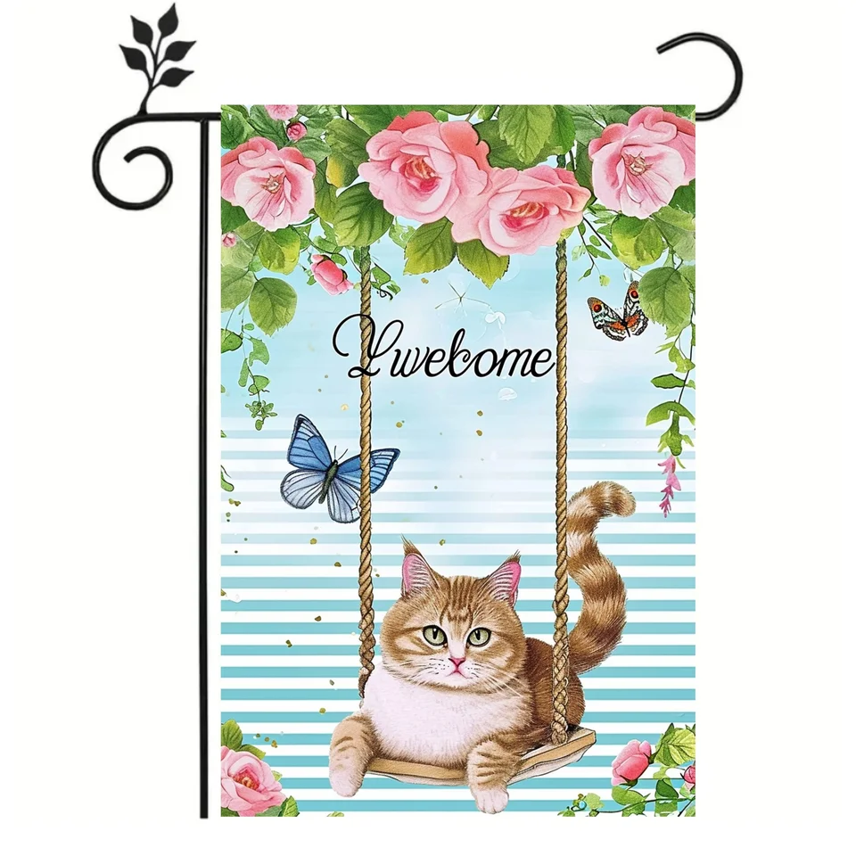 Texupday Gartenflagge 'Willkommen Freunde' – 30,5x45,7 Cm, Doppelseitig Bedruckt, Aus Jute