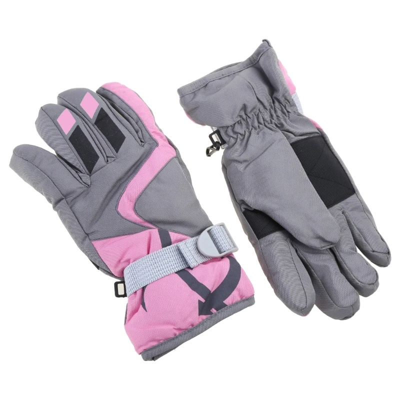 Anti Slip Snow Gloves Adjustable Wrist Strap Gloves Warm Mittens Outdoor Skiing Gloves Skating Essential for 3-16T Kids 3