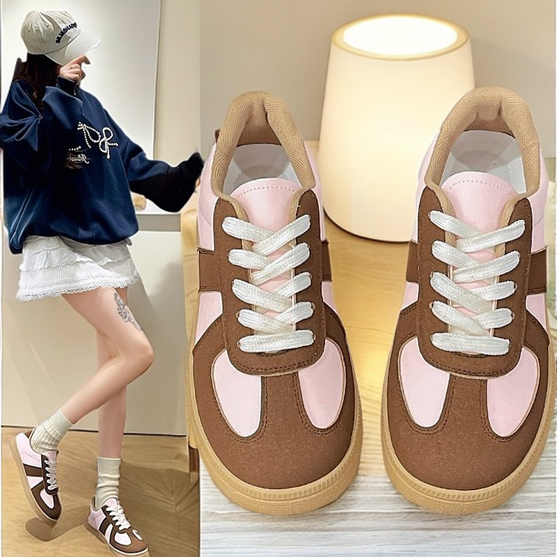 Women's Retro German Training Shoes Platform Color Matching Casual Round Head Fashion Versatile Sports Board Shoes Women