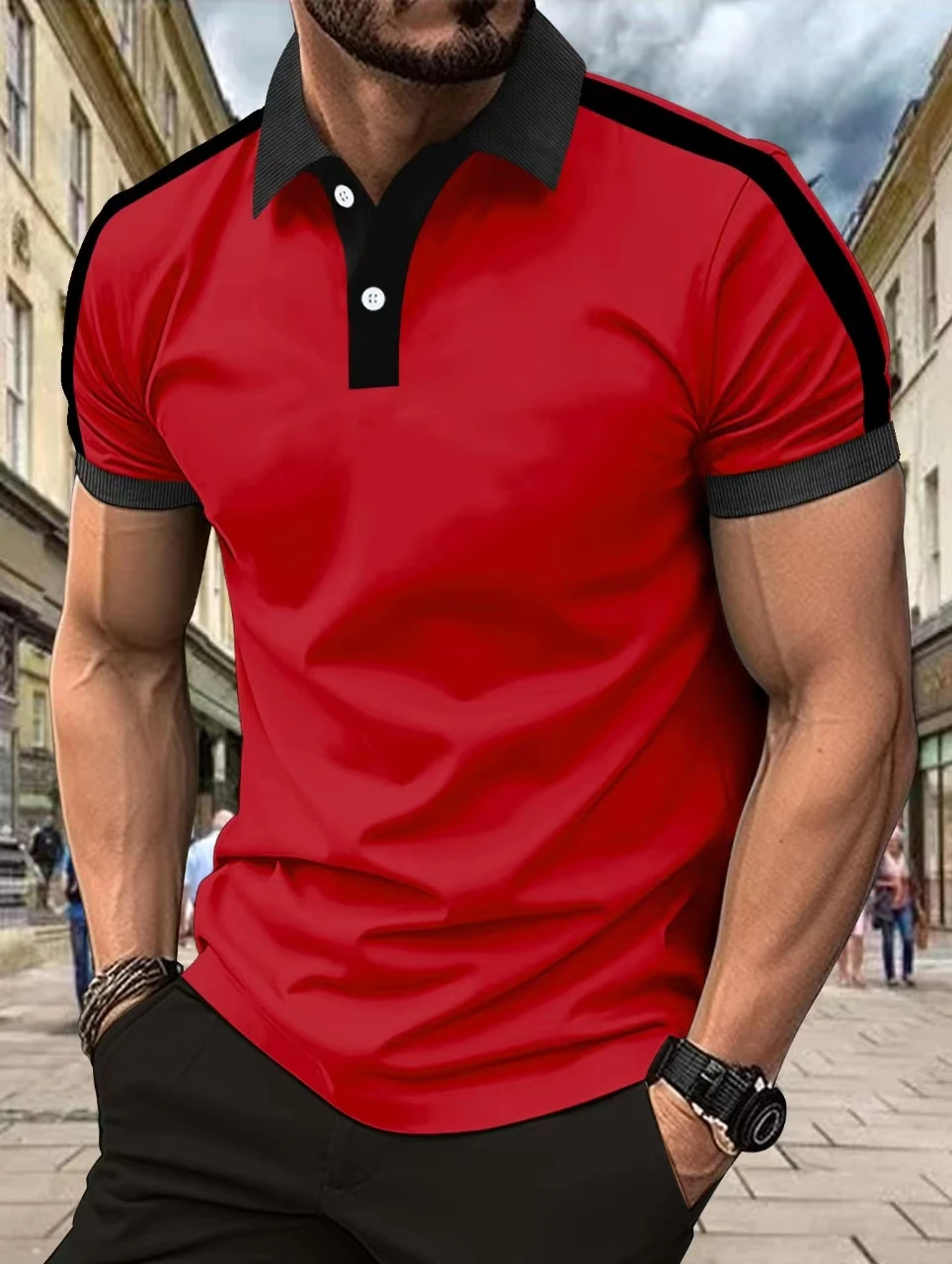

New best-selling men's casual sports short sleeved Polo top, oversized comfortable top, T-shirt, men's clothing
