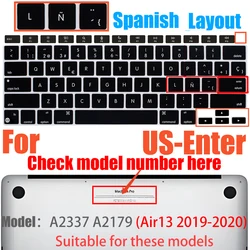 Ultra Thin Silicone Keyboard Protector for 13 - inch MacBook Air with Touch ID (US Spanish A2337 G)