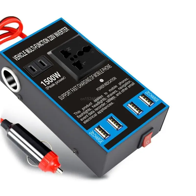 

Автомобильный инвертор, 4 USB-порта, преобразователь напряжения для зарядки телефона, адаптер зарядного устройства