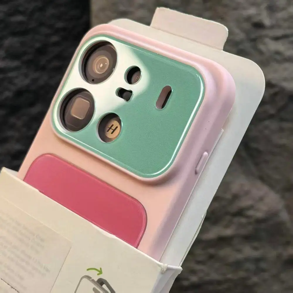 Luxury Contrast Color Tempered Glass Back Phone Case - Shockproof Frosted Non-Slip Bumper Cover
