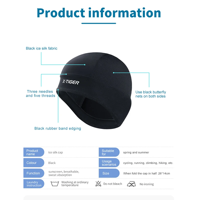 X-TIGER Summer Cycling Cap Breathable MTB Bike Cooling Ice Silk Men's Cap Outdoor Running Bicycle Helmet Hat Cycling Bandana 6
