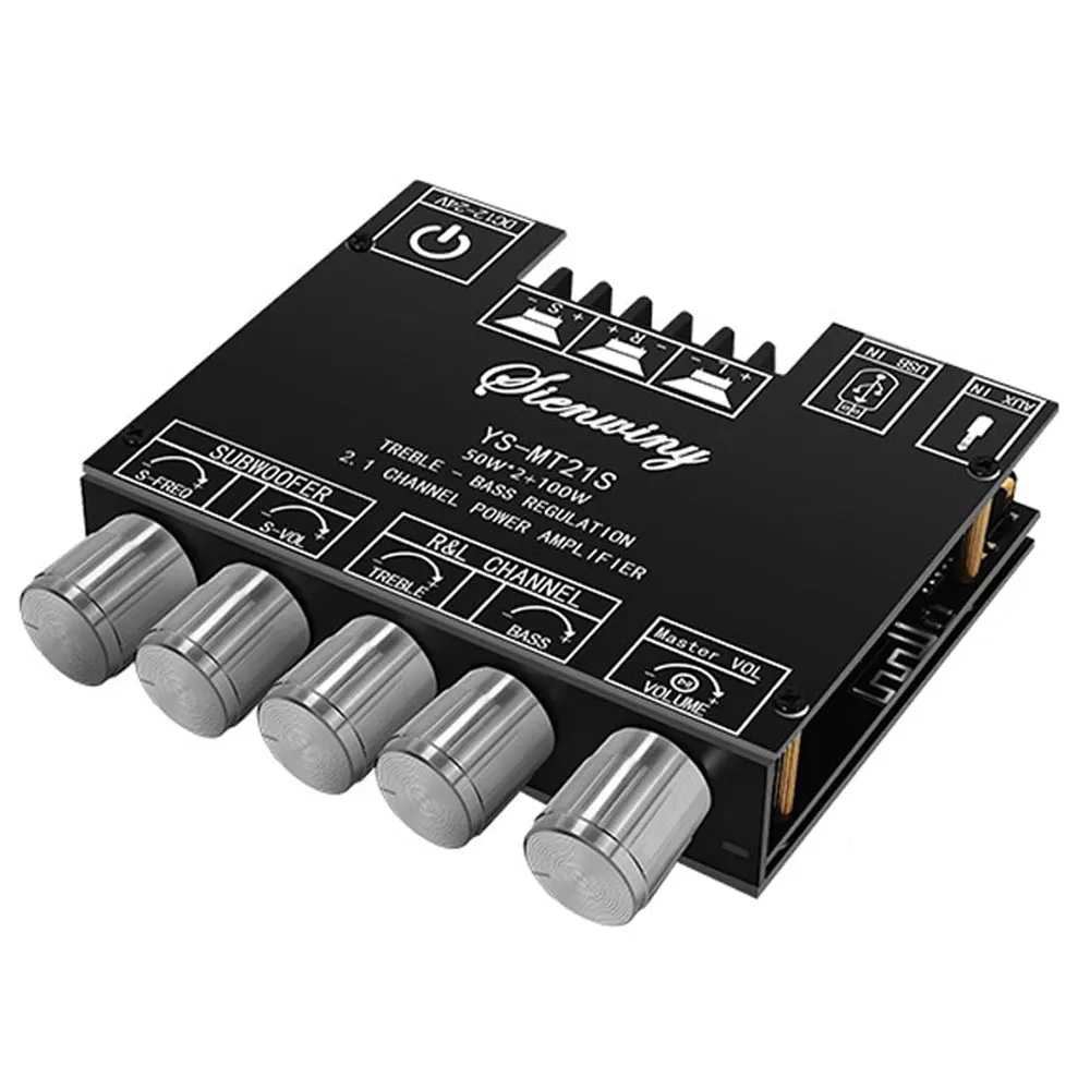 

MT21S Audio Power Amplifier Board 2.1 Channel 50W*2+100W Bluetooth 5.1 Speaker Stereo Module Subwoofer Midrange Treble DC 12-24V