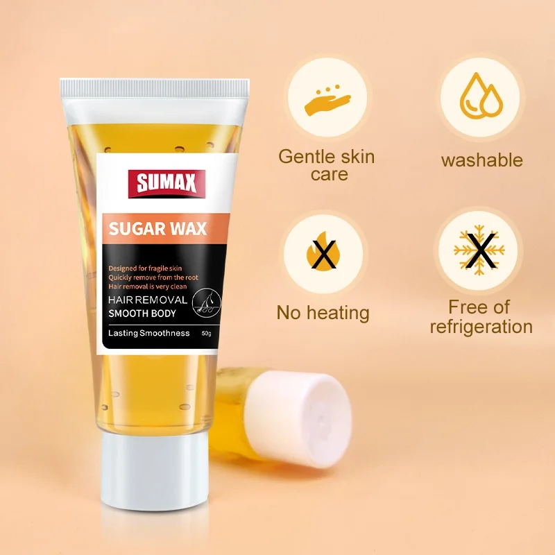SUMAX Depilatory Wax Hair Removal Sugaring Cold Sugar 50g Kit Natural Painless For Arm Leg Facial Underarm Hair Removal Wax