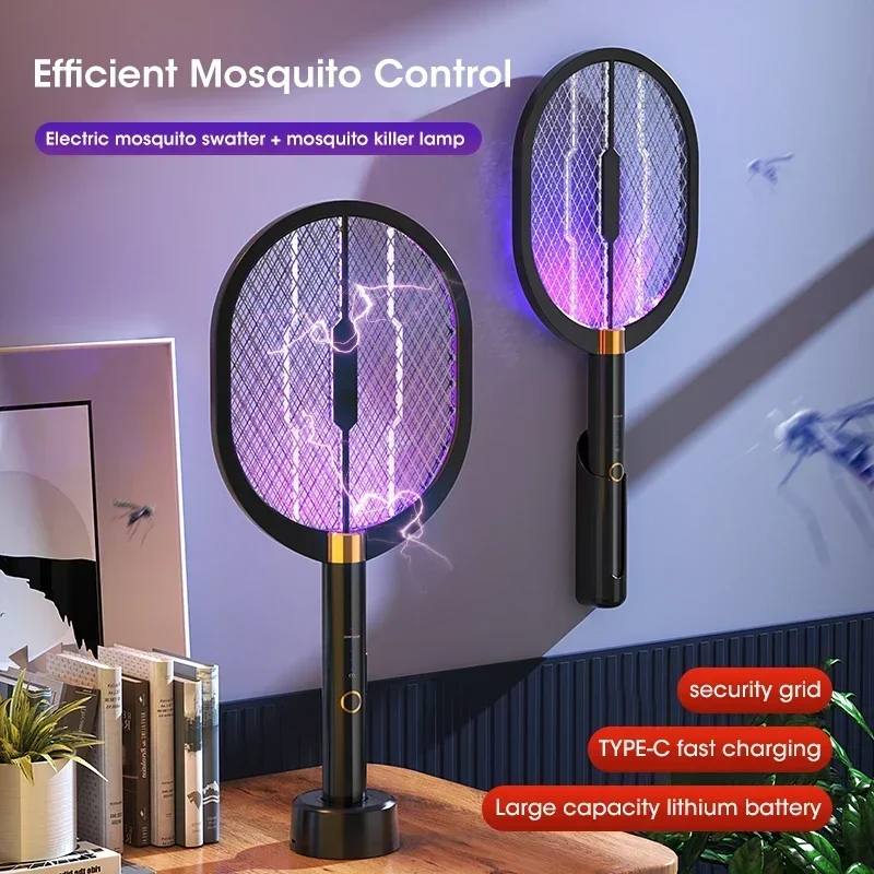 New Electric Mosquito Killer with UV Lamp Handheld Electric Mosquito Swatter Household Outdoor Fly Swatter 3000V Mosquito Killer
