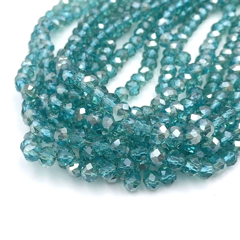 Vibrant Blue-Green Crystal Beads for Jewelry Crafting – Rondelle Faceted Glass Spacer Beads for DIY Bracelets