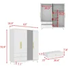 4-Door Wardrobe with Mirror & 2 Drawers, Armoire Wardrobe Closet with 2 Hanging Rods, Armoire Closet with Wooden Legs, Closet 2