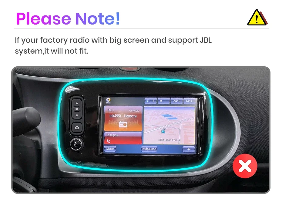 2K QLED Bildschirm Auto Radio Für Mercedes Benz Smart 2016 Drahtlose CarPlay Android Auto Multimedia autoradio – Detail 1