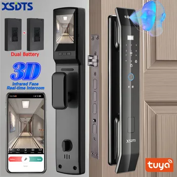 Tuya 3D Face Real-time Intercom Smart Door Lock Security Camera Intelligent Fingerprint Password Biometric Electronic Key Unlock 1