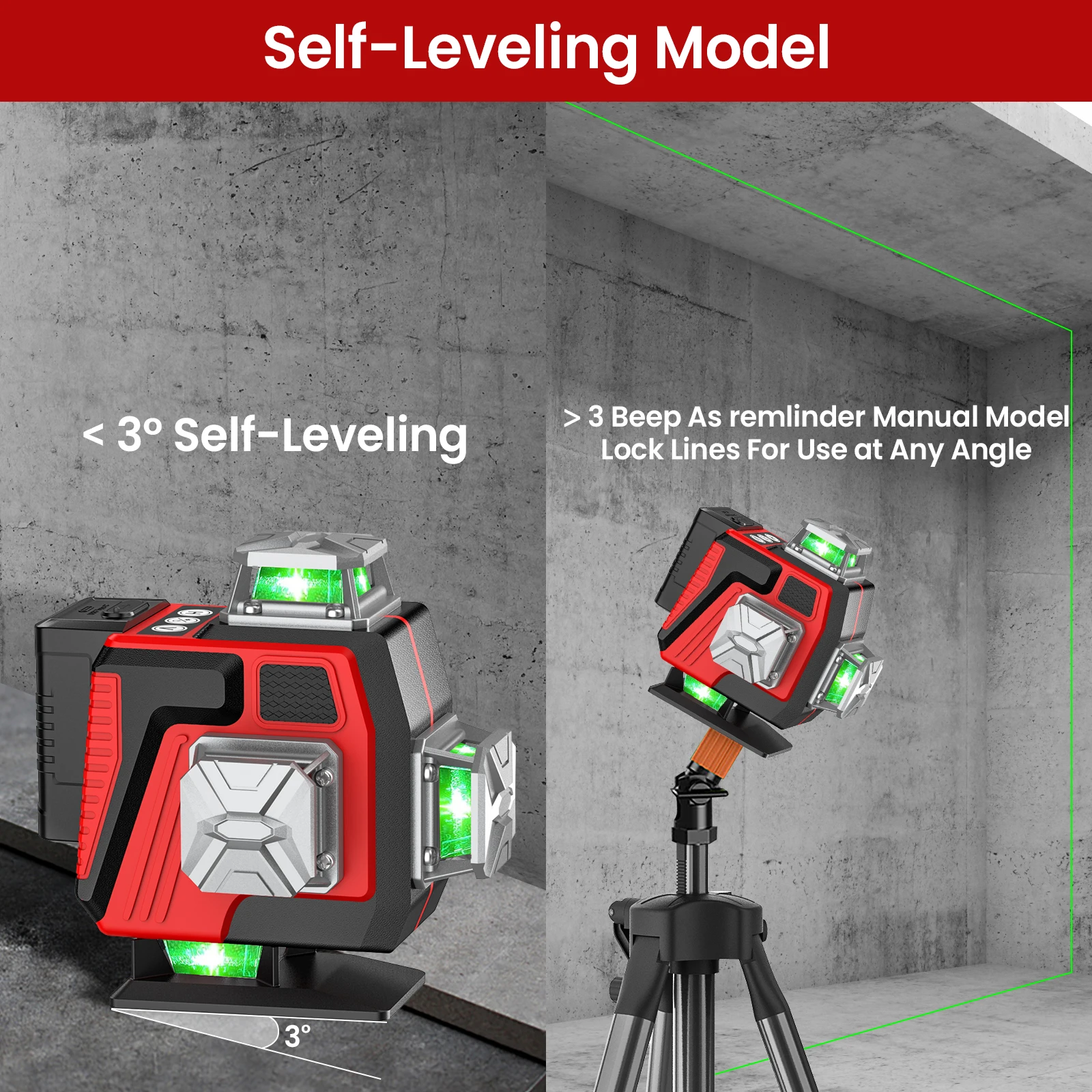 16 Linien 4D Professionelles Laser-Nivelliergerät Grüne Linie Selbstnivellierend 360° Horizontal & Vertikal Leistungsstarkes Laser-Nivelliergerät Bauwerkzeuge – Detail 21