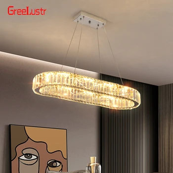 Crystal Oval Desig Led Chandelier Modern Large Crystal Pendant Hanging Light Fixtures For Living Room Bedroom Ceiling Lustres 3