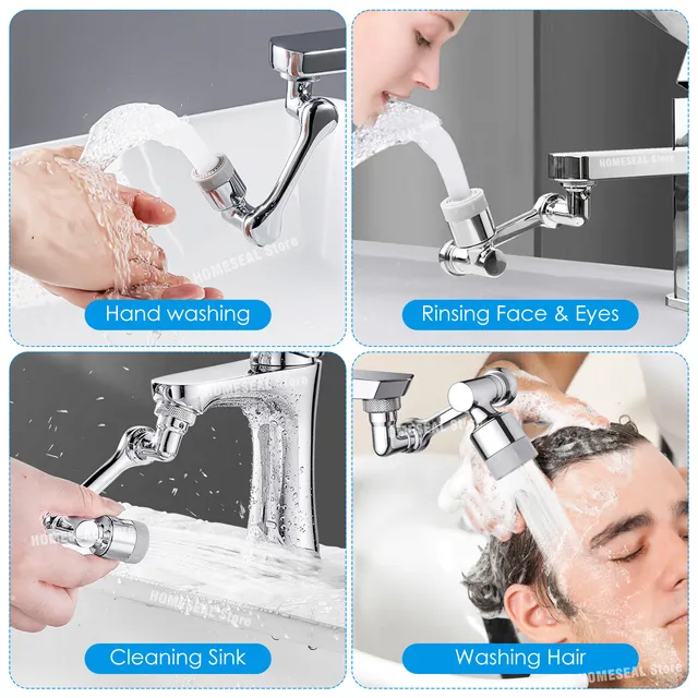 New Universal 1080° Rotation Extender Faucet Aerator Plastic Splash Filter Kitchen Washbasin Faucets Bubbler Nozzle Robotic Arm 5