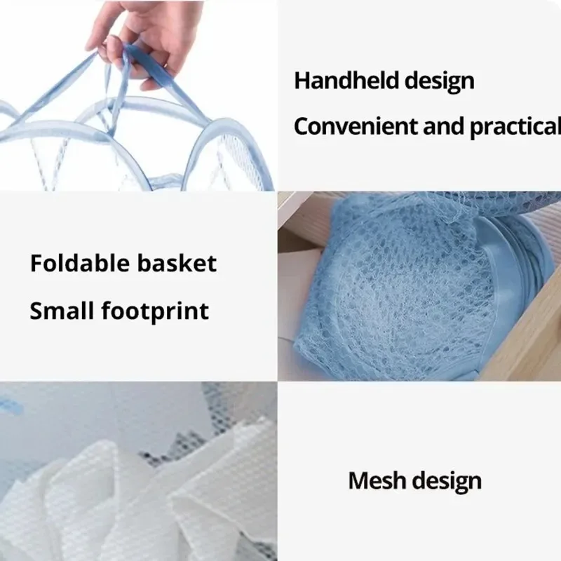 Portable Nylon Mesh Laundry Storage Basket for Home Use