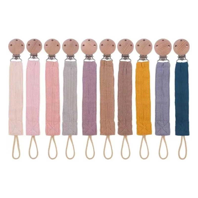 

Baby Pacifier Chain Cotton-hemp Beech Wood Soother Toy Clip Dummy Nipple Holder Clasps Newborn Kid Anti-drop Chain Strap