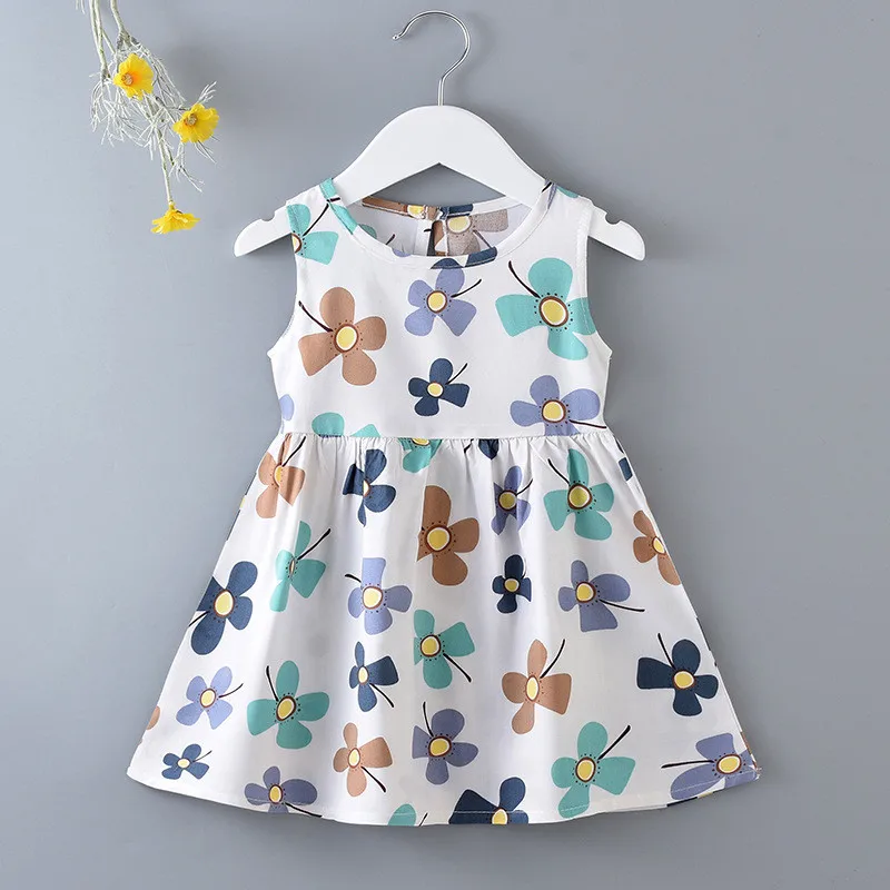 Casual Baby Girl Cotton Infant Sleeveless A-Line Pleated Vest Dress Toddler Kids Clothes Mini Princess Dress girls dress baby girl dress