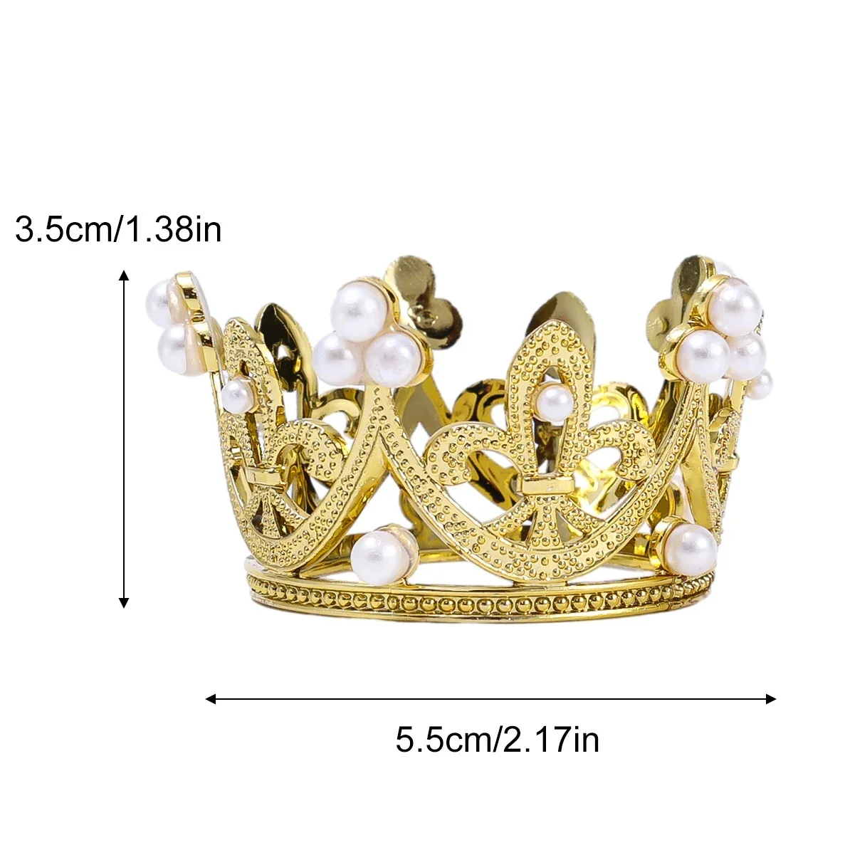 Elegant Pearl Crown Cake Topper for Birthday Celebrations - Mini Gold and Silver Party Decoration