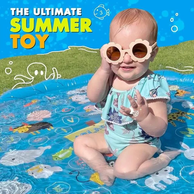 3-IN-1 Splash Pad Sprinkler for Kids & Baby Pool for Learning Toddler Sprinkler Pool Outdoor Water Toys Inflatable Splash Pad 5