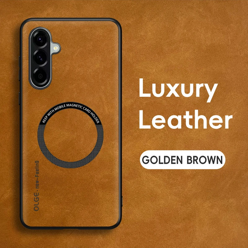 Magnetic Leather Shockproof Phone Case with MagSafe Compatibility