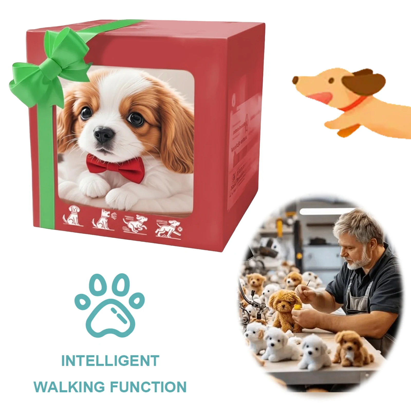 봉제 강아지 장난감 재미있는 사실적인 인형 강아지 꼬리 흔드는 전자식 인터랙티브 강아지 소녀와 소년을 위한