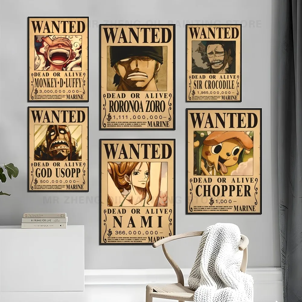 1PC Anime Luffy Gear 5 One Pieces  Poster Self-adhesive Art Waterproof Paper Sticker Coffee House Bar Room Wall Decor
