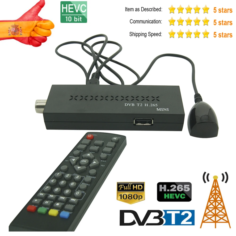 Haohsat DVB T2 MINI Satellite Decoder DVB-T2 Europe Italy WIFI Digital Hevc 10Bit H.265 Receiver |