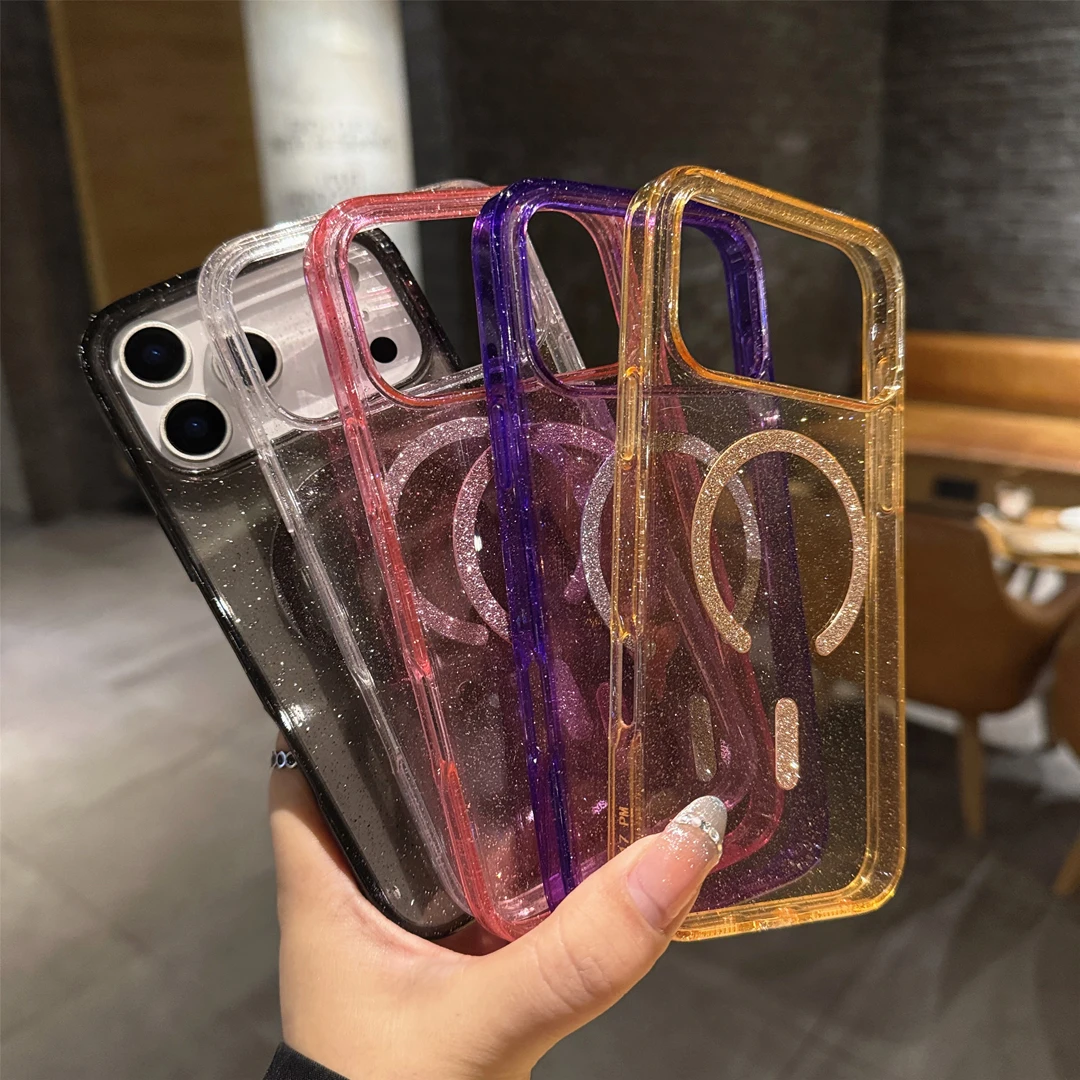 Luxury Elegant Sparkling Glitter Magnetic Wireless Charging Shockproof Phone Case
