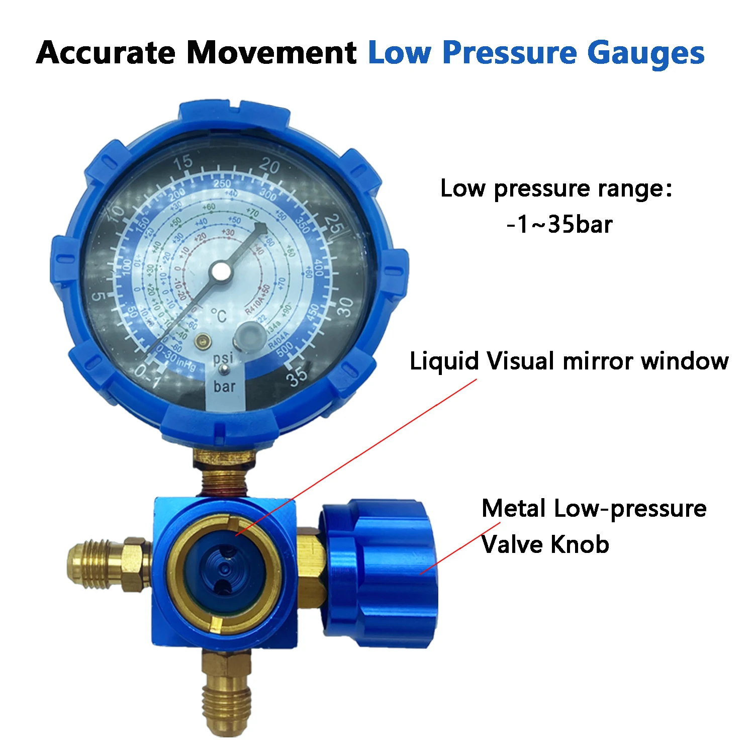 Air Condition Manifold Gauge with Sight Glass for R22/R410A/R134A/R404A High and Low Pressure A/C Refrigeration Tool 4