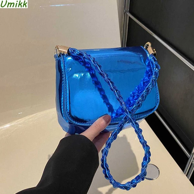 Square Solid Color Waterproof Crossbody Handbags Lacquered PU