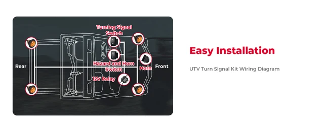 Live - UTV/ATV Turn Signal Kit, kemimoto Universal Street Legal With  Toggle Switch