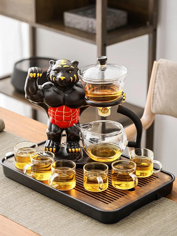 Lion Shape Glass Teaware Set Influencer Lazy Teapot Office