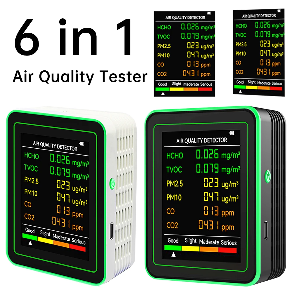 Advanced Multifunctional Air Quality Detector with 6-in-1 Monitoring Capability